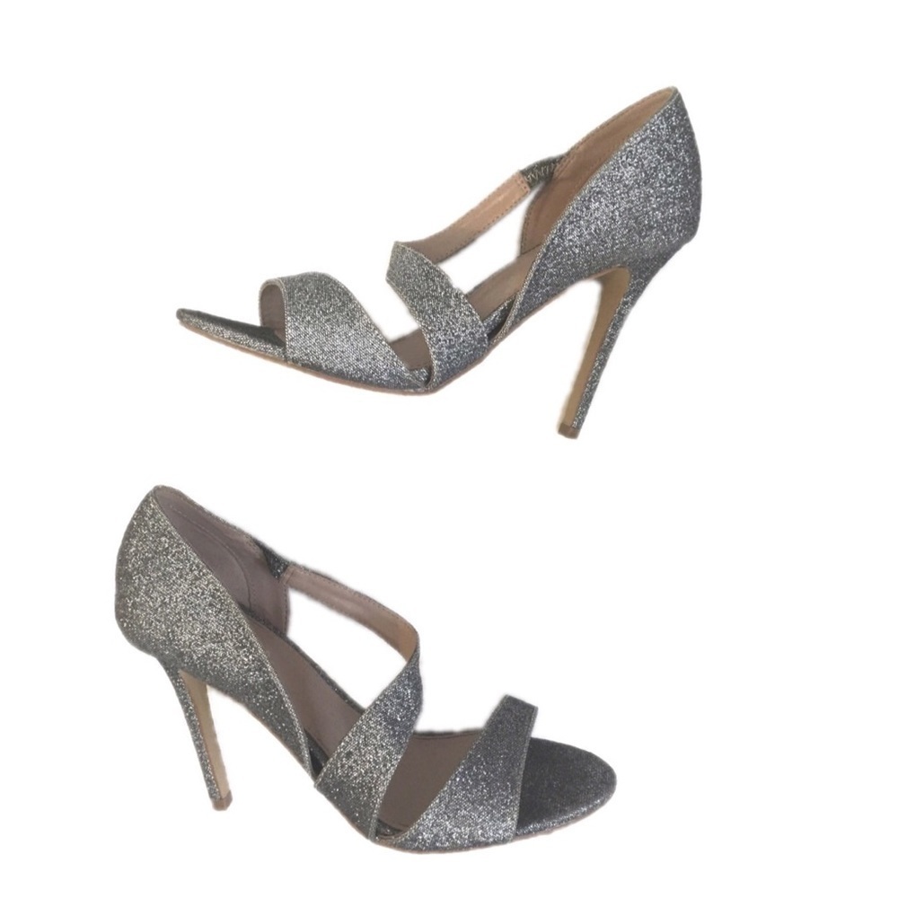 Carvela Kurt Geiger Silver Glitter Strappy High Heel Sandals - Picture 9 of 10
